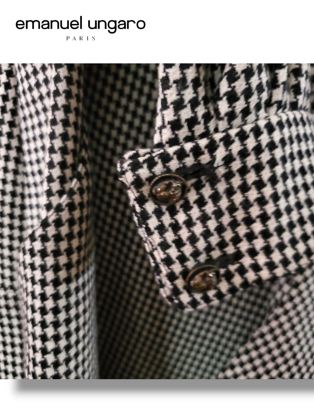 Emanuel Ungaro Parallele Houndstooth Button Front Dress Size 4 Vintage Luxury - Picture 14 of 17